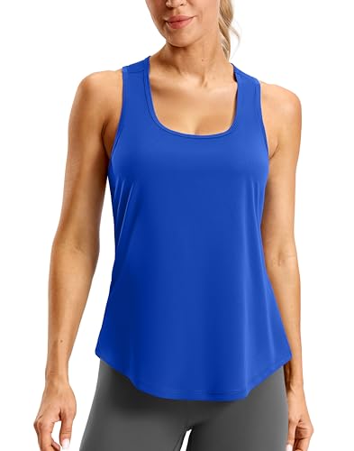 SANTINY Womens Racerback Workout Tops Lightweight Gym Yoga Tennis Sleeveless Shirts Scoop Neck Running Athletic Tank Tops (Royal Blue_L)