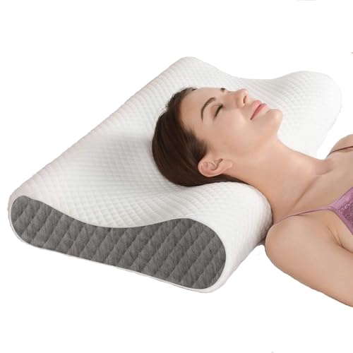 Image of Memory Foam Cervical Pillow for Neck Pain Relief Ergonomic Contour Design for Back & Side Sleepers Breathable Washable Cover Neck Support Sleeping Pillow