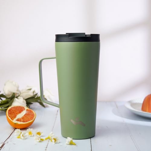 Image of Konokyo 26 oz Insulated Tumbler with Handle & Straw, Stainless Steel Mug