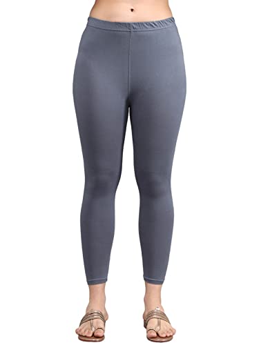 Thread PlusAnkle Lenght Super Stretchable Solid Cotton Leggings for Women