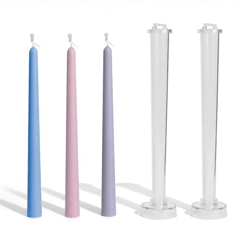 2 Pack Taper Candle Molds 10.2 Extra Long Cone Candle Mold Reusable Plastic Mold for DIY Candle Making Classic Dinner & Wedding Taper Candles