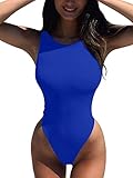 LCNBA Women's Sexy High Neck Sleeveless Bodysuit Basic Top Bodysuit Jumpsuit royalblue S