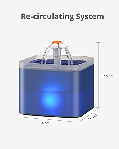 NICREW Katzenbrunnen, Automatische Trinkbrunnen für Katze und Hunde, Ultraleiser Wasserbrunnen mit Aktivkohlefilter und Wasserpumpe, 2 L, Blau - Image 7