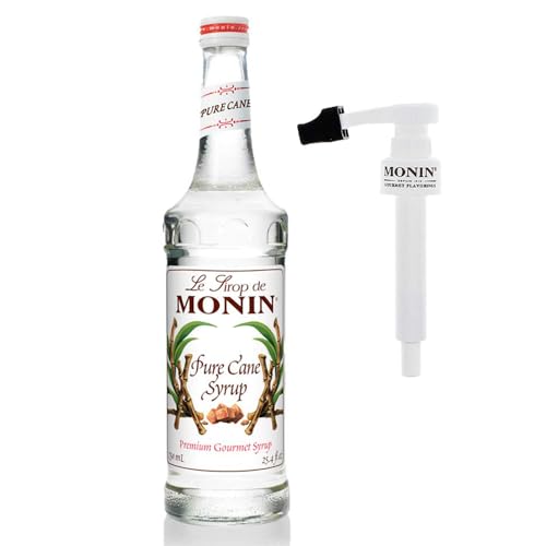 Monin - Pure Cane Syrup with Monin BPA Free Pump, Boxed, Pure and Sweet, Great for Coffee, Tea, and Specialty Cocktails, Gluten-Free, Non-GMO (750 ml)