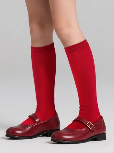 Image of COTTON DAY Kids Girls Unisex Knee High School Dress Socks Seamless Toe 3 Pack Black White Gray Navy Blue