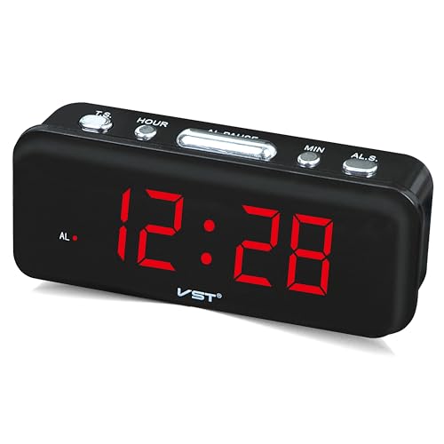 Retoo Digitaler Wecker, Rot Leuchtziffern, LED-Anzeige, Digitaluhr für Schreibtisch, Schlafzimmer, Küche, Büro, Alarme, Schlummerfunktion,...