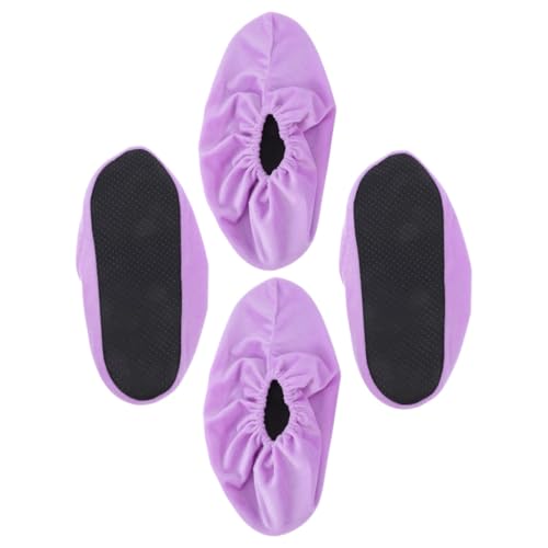 HANABASS Indoor Bowling Shoe Covers 2 Pairs Sliding Lint Covers Purple Bowling Shoes Protector Washable