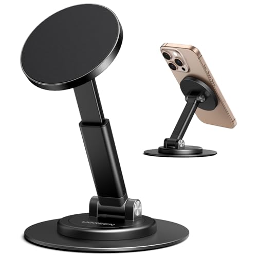 Image of UGREEN for Magsafe Phone Stand, Magnetic Holder 360 Rotating, Adjustable Height, Foldable Portable, with Metal Ring, Compatible with iPhone 16 Pro Max, Galaxy S24, and More