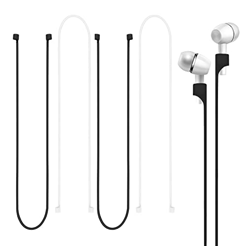 TSHAOUN 4PCS Magnetic Silicone Strap for Anti-Lost Wire Accessories for Airpods PRO/2/1 Sport Earbud Lanyard,Neck Rope for Wireless Earphone (Black white)