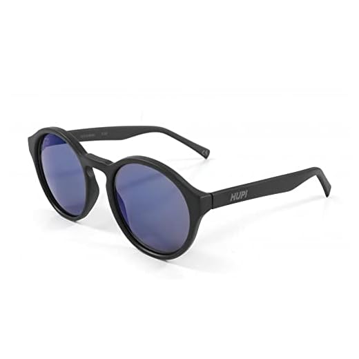 Óculos de Sol HUPI KONA Preto Fosco - Lente Azul Espelhado, Cor: PRETO