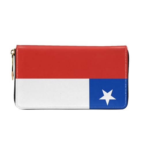 Flag of Chile Long leather wallet - with zipper - portable and waterproof, suitable for office, study and daily use2