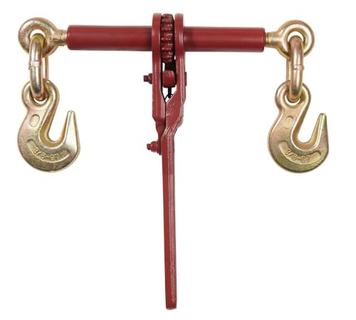 Image of Mytee Products 4 Pack 3 /8 inch - 1 /2 inch Extreme Heavy Duty Ratchet Load Chain Binder with Grab Hooks - 12,000 Lbs Working Load Limit - Flatbed Transport Truck Trailer Tie Down Hauling