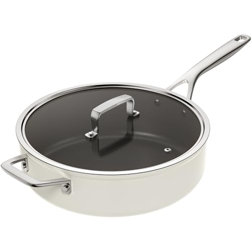 BLAZANT Antihaft Pfanne mit Deckel, Schmorpfanne 28 cm hoher Rand, Tiefe Bratpfanne für alle Herdarten geeignet, Griff aus Gussstahl, PFOA- & PFOS-frei, 4.5L, Geschenk Küche