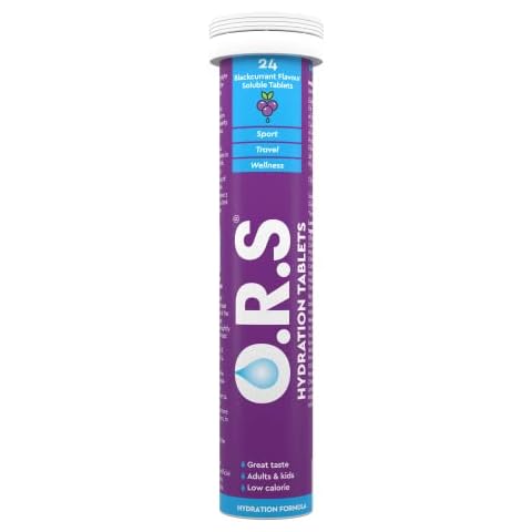 O.R.S Hydration Tablets with Electrolytes, Vegan, Gluten and Lactose Free Formula - Soluble Sports Hydration Tablets with Natural Blackcurrant Flavour, 24 Tablets Cover