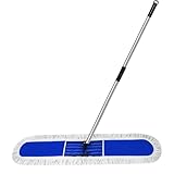 Solipect 48 inch Commercial Dust Mop for Hardwood Floors, Large Size Dry Mop, Reusable Cotton Yarn Head, Telescopic Stainless Steel Handle, Industrial dust mops for Floor Cleaning, Marble, Blue
