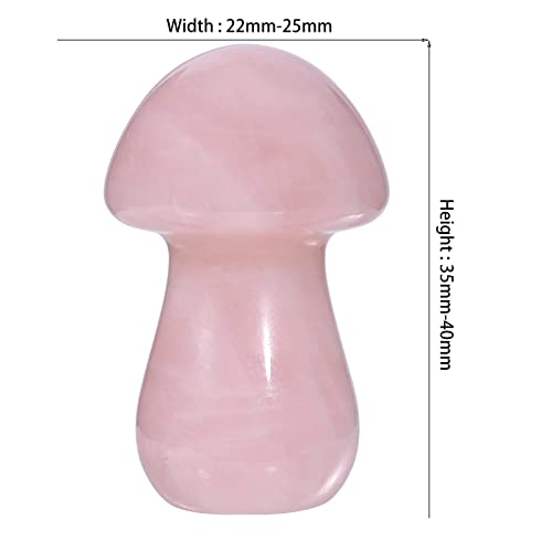 Nupuyai 2pcs Rose Quartz Mini Crystal Stone Statue Carved Quartz Mashroom Decor, Energy Healing Polished Stone Figurine - Image 2
