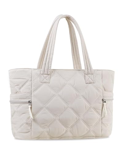 Prite gesteppte Einkaufstasche für Frauen Große Puffer Reise Umhängetasche Handtasche Leichte flauschige Lehrerin Krankenschwester Tasche für Arbeit, Fitnessstudio, Schule