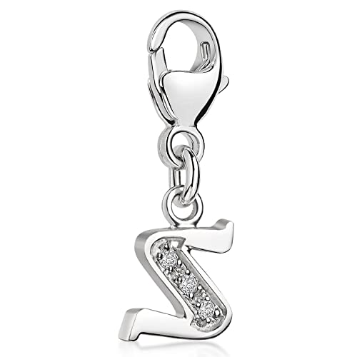 Amuleto del Alfabeto Letra de Plata con 3 Circonitas MATERIA para Identidad Única