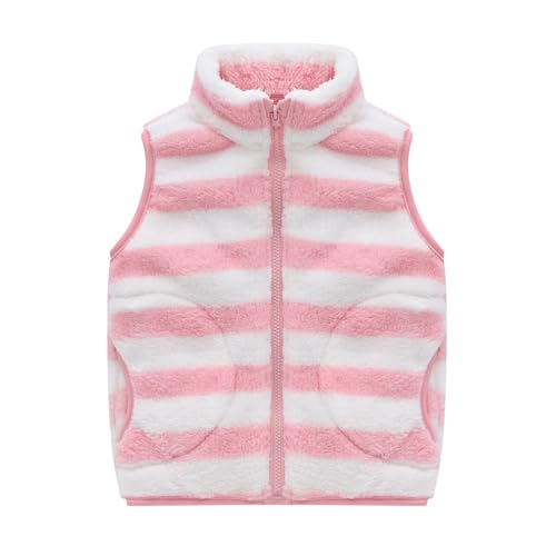 Kids Boys Girls Winter Warm Fleece Vest Outerwear Stand Collar Zip Up Sleeveless Thick Jacket with Pockets
