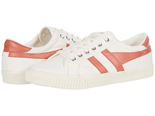 Image of Gola Women's Tennis Mark Cox Suede Trainers, Off White Hot Coral, 6 UK
