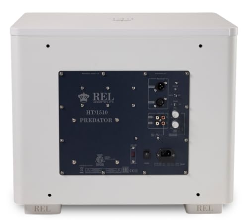 Image of REL HT /1510 Predator 15-Inch Powered Subwoofer - Impactful Deep Bass for HiFi Home Theater, Audiophile Stereo Systems & Surround Sound. Premium High-End Subwoofer Design in Line Grained White Finish