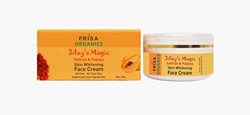 Prisa Organics Saffron & Papaya Skin Whitening Face Cream With Hydrating and Radiating Formula | Paraben Free |Radiant Glow and Dark Spots, 50gm