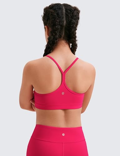 Image of CRZ YOGA Girls Butterluxe Y Back Sports Bra | Light Support, Removable Pads, Yoga, Athletic, Extremely Soft, Scoop Neck, Spaghetti Straps, for Teen