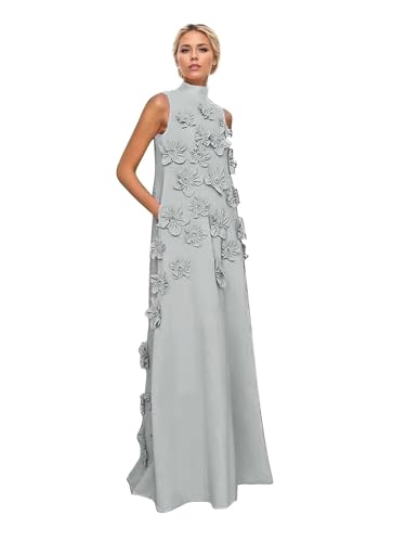 Satin Mother of The Bride Dresses for Women Floor Length Wedding Guest Dress with Pockets A-line Formal Maxi Dresses