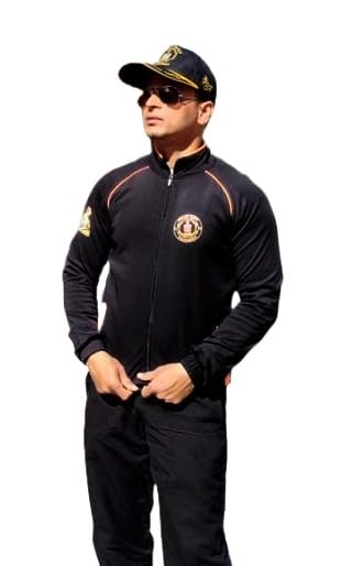 Red Club AccessoriesTracksuit for Veterans of Indian Armed Forces (XL (42), Navy, Black-Premium)