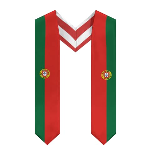 Portugal Portuguese Flag Graduation Stole Sash Shawl for Men Women Thickened V-Neck Scarf Double-sided for International Students Teachers Study Aboard Graduate Gift 72 inches Unisex