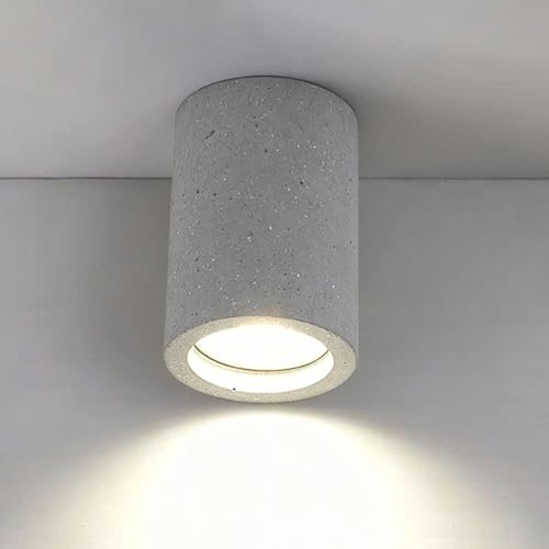 Lámpara de techo cilíndrica para interiores en cemento con acabado industrial contemporáneo