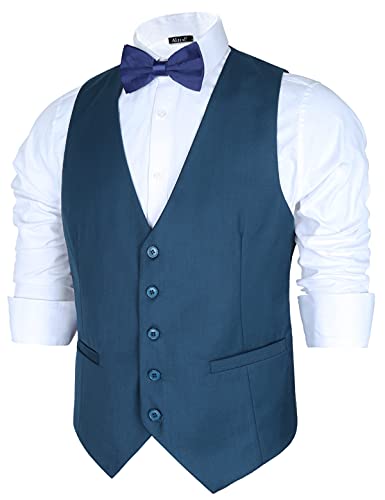 Image of Alizeal Mens Classic Solid Color Business Suit Vest Regular Fit Tuxedo Waistcoat for Wedding