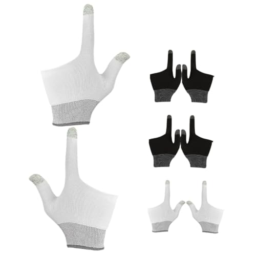 KOMBIUDA Gaming Gloves Touchscreen Graphene Fingertips 2-Finger Glove Tacts for Gamers Comfort Fit Billiards Compatible 4 Pairs