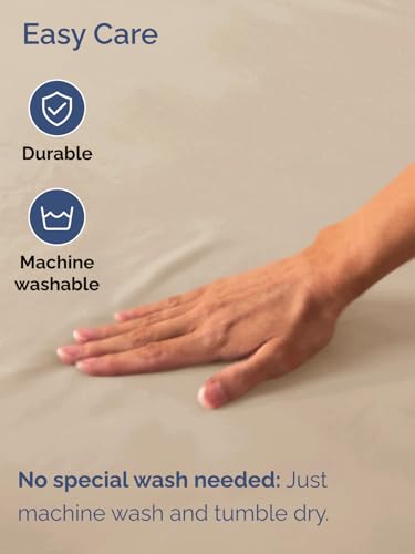 Image of Extra Deep King Fitted Sheet - Single Fitted Sheet Only - Cream | Easily Fits 18 inch to 24 inch Mattress, Soft, Wrinkle Free, Breathable & Comfy, Extra Deep Pockets Hotel Luxury Fitted Sheet