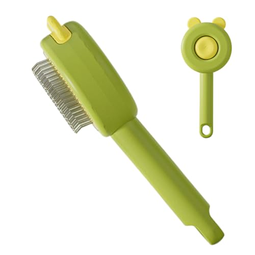 Cepillo para mascotas, antideslizante con botón de liberación, peine para gatos y gatos, para bañar perros de pelo largo y corto, aseo interior y exterior