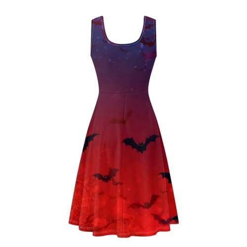 Image of TOADDITDO Women's Sleeveless O Neck Beach A-Line Party Coctail Tank Dresses Flared Sundress