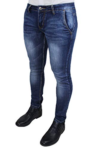 Evoga Vaqueros Hombre Pantalones Slim Fit Ajustados Azul Denim Casual, azul oscuro, 48