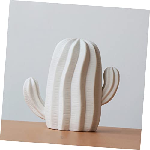 Figura de Cactus Cerámica Blanca para Decoración Hogar miniatura 2