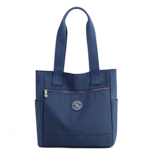Grand sac fourre-tout à fermeture éclair pour femme - Sac à main décontracté tendance - Sac de voyage en nylon pour vacances, voyage, travail, shopping, bleu, L Cover