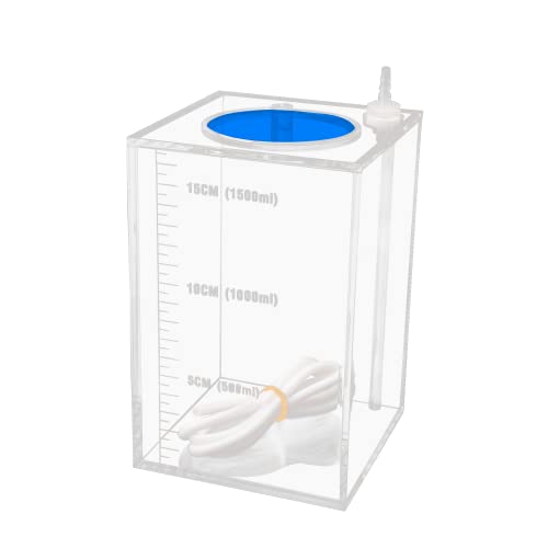 Image of Aquarium Choice Acryli Made Liquid Storage Bucket Dosing Pump Reservoir Container (4.25 * 4.25 * 6.5 Inch;1500ml /1.5L（Blue Version)