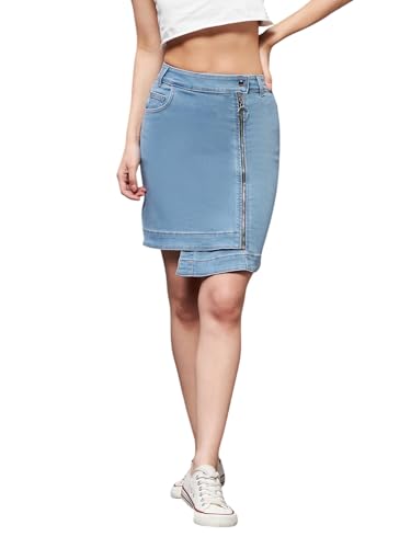 Image of Miss Chase Women's Straight High Rise Mini Denim Skirt