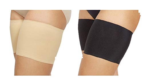 Preisvergleich Produktbild Lalia Oberschenkelschoner !!! 2 Paar !!! schwarz, Nude 17cm breit Oberschenkelbandage Set, Oberschenkelbänder, Keine wunden Stellen mehr elastisch rutscht Nicht, Spandex, Silikon Bänder (L(62-69cm))