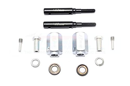 GPM Harden Steel Extended Stub Axles For Traxxas TRX-4 - +17mm Hex, 12mm Wider, Black - View #2