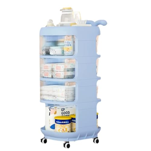 MEMETARO ベビーワゴン キャスター付き 4段 ベビー用品 収納ワゴン 引き出し 取っ手付き 赤ちゃん オムツ収納 多機能 収納カート 移動便利 かわいい 大容量