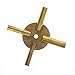 Universal Tool Antique Grandfather Brass Clock Key 4 Prongs - Even Numbers