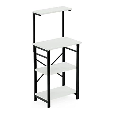 HomeHQ 4-tier Kitchen Cart Multifunction White Microwave Oven Stand Utility Storage Shelf With Metal Frame Cover