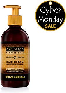 Arganza Argan Oil Hair Cream - Hydrating Styling Cream for Dry Damaged Hair - no Paraben Keratin Hair Treatment Anti-Frizz Leave-in Conditioner - Smoothing, Conditioning Hair Shine Cream, 10ounce
