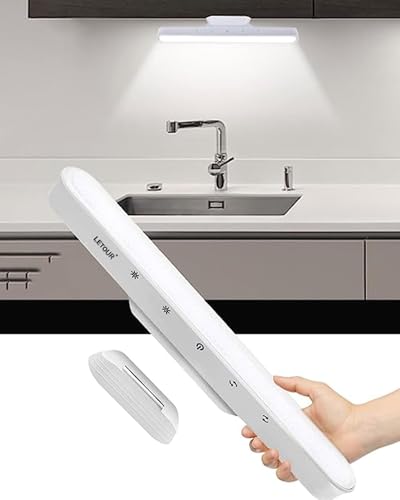 Under Counter Lights for Kitchen,1000LM 2000mAh Under Cabinet Lighting Touch Control Magnetic Closet Light Adjustable Color Temperature/Brightness Rechargeable Light for Kitchen,Shelf,Cabinet