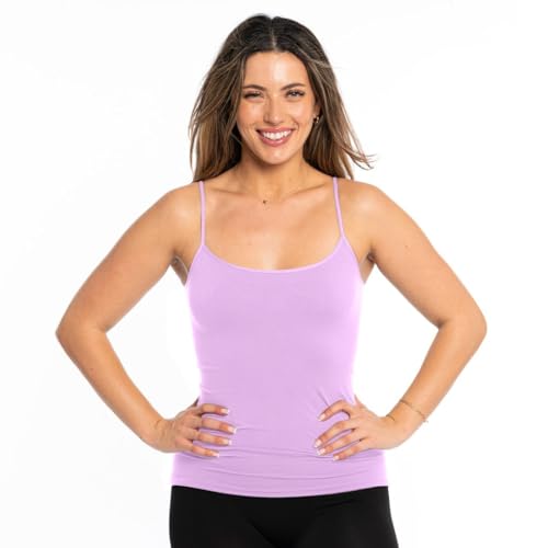 Image of Malibu Sugar Womens Camisole Tank Tops - Seamless Fitted Spaghetti Strap Cami Stretch Basic Womens Camisole for Layering XS-M