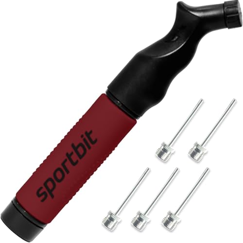 SPORTBIT Ballpumpe mit 5 Nadeln – Handpumpe mit Push & Pull System – Geeignet für Fußball, Basketball, Volleyball und andere Sportbälle